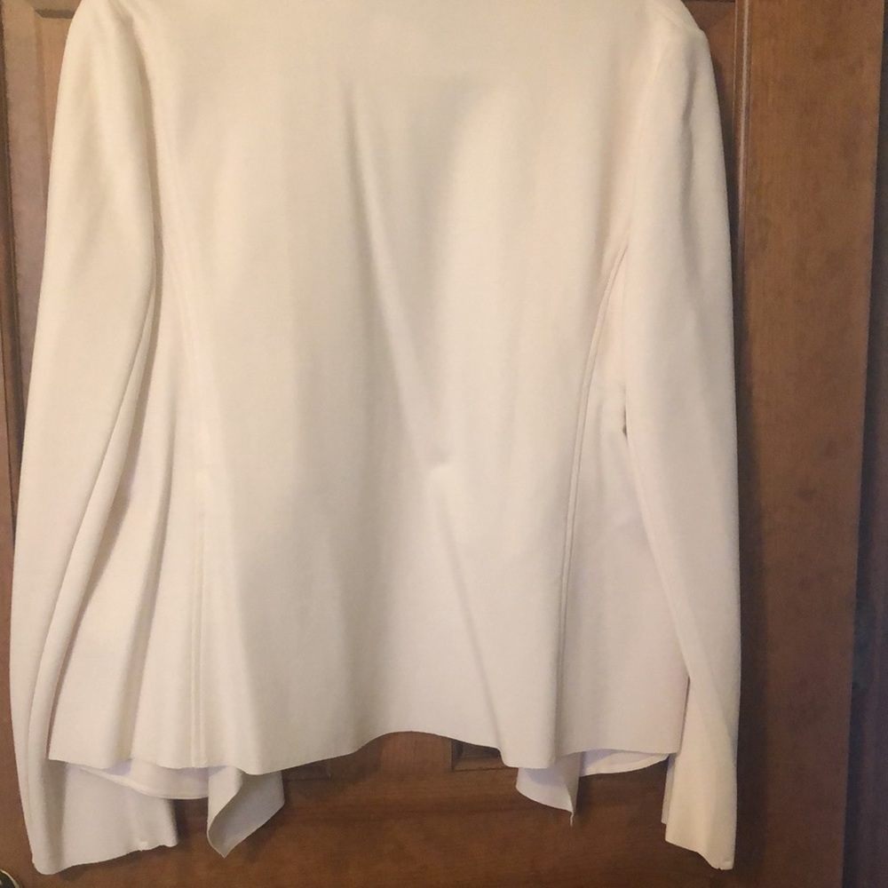 Anne Klein Off-White or Cream Draped Open Front Blazer - Picture 5 of 7